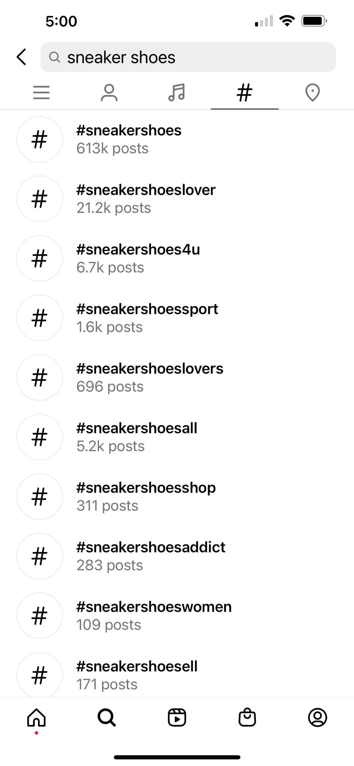 Instagram sneakers tags